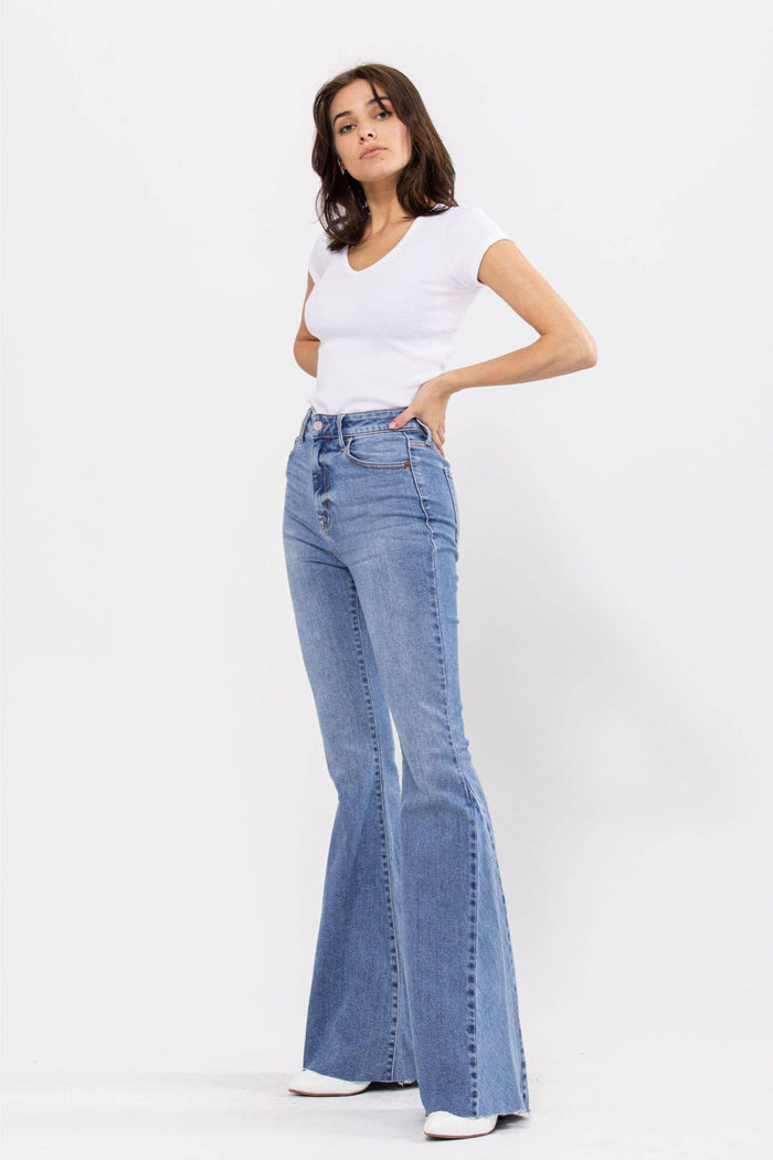 Super Flare Jean with Side Insert Medium Wash