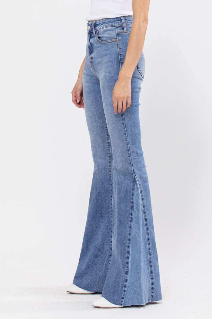 Super Flare Jean with Side Insert Medium Wash