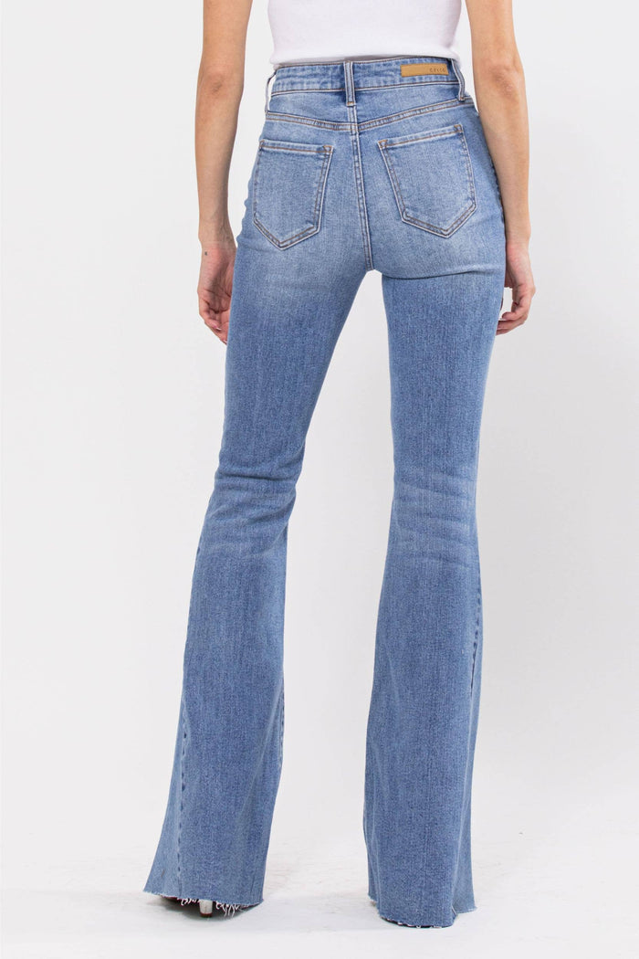Super Flare Jean with Side Insert Medium Wash