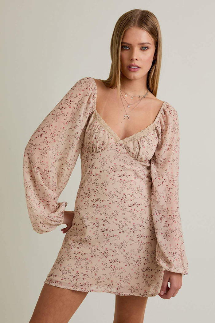 SWEETHEART MINI DRESS: BEIGE