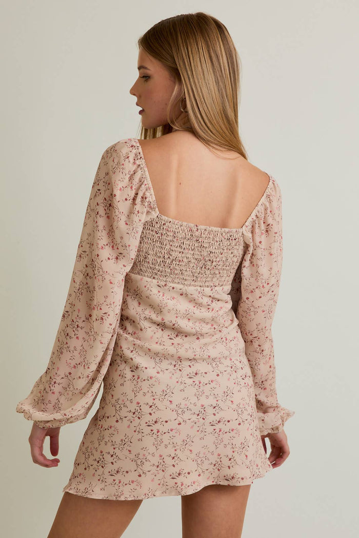 SWEETHEART MINI DRESS: BEIGE