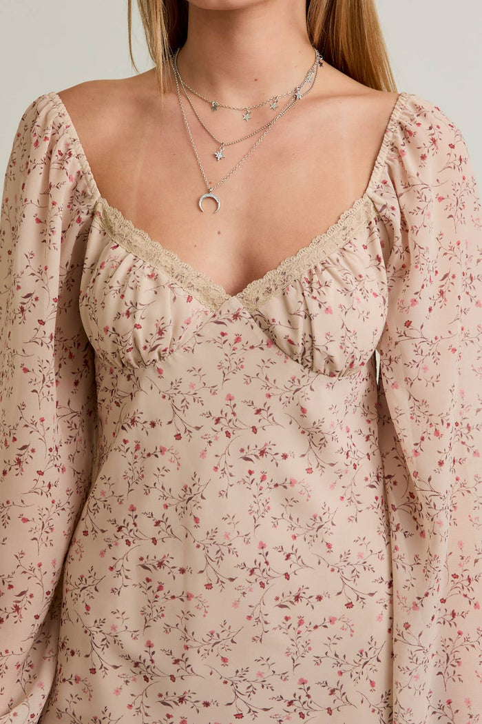 SWEETHEART MINI DRESS: BEIGE
