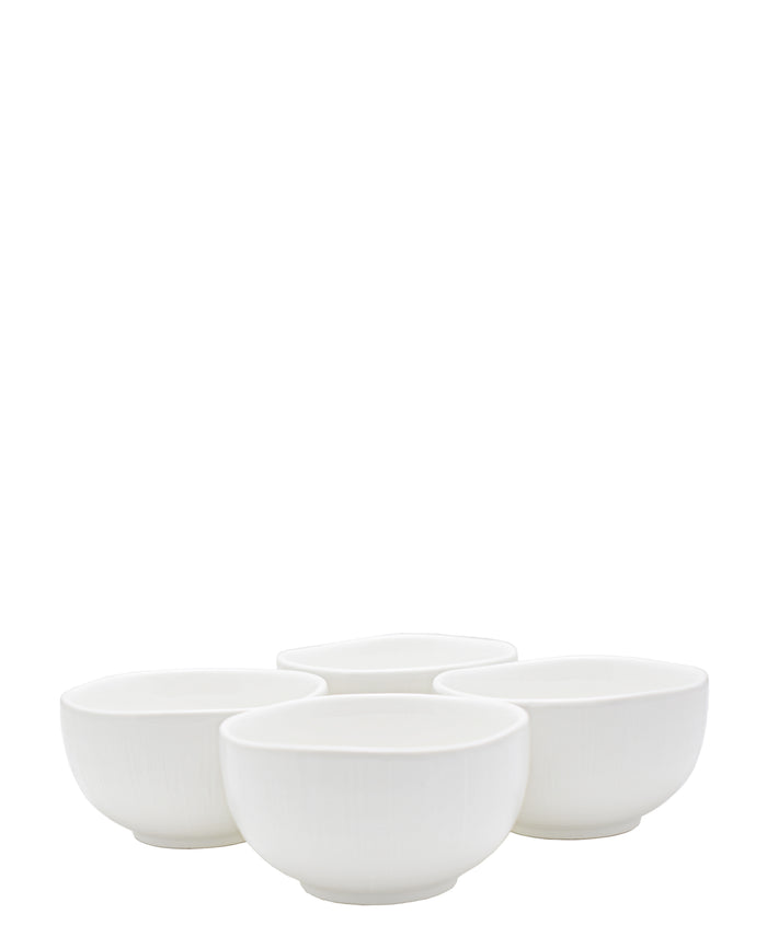 Symphony Linen Footed Bowl Set Of 4 - White