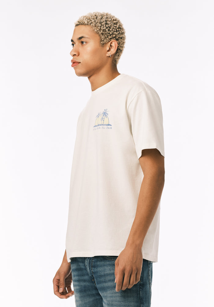 Buffalo Men T-Shirts White Knit Tees Short Sleeve Crew Neckline Graphic Print
