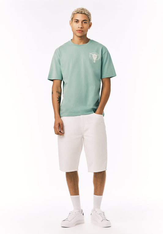 Buffalo Men T-Shirts Green Knit Tees Short Sleeve Crew Neckline Graphic Print