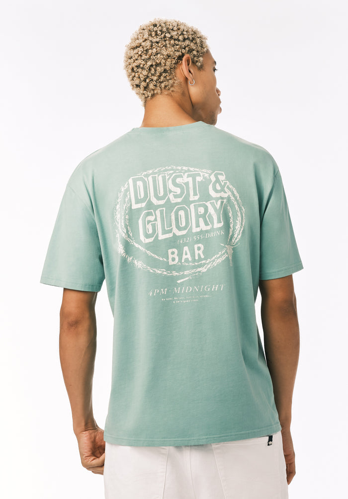 Buffalo Men T-Shirts Green Knit Tees Short Sleeve Crew Neckline Graphic Print