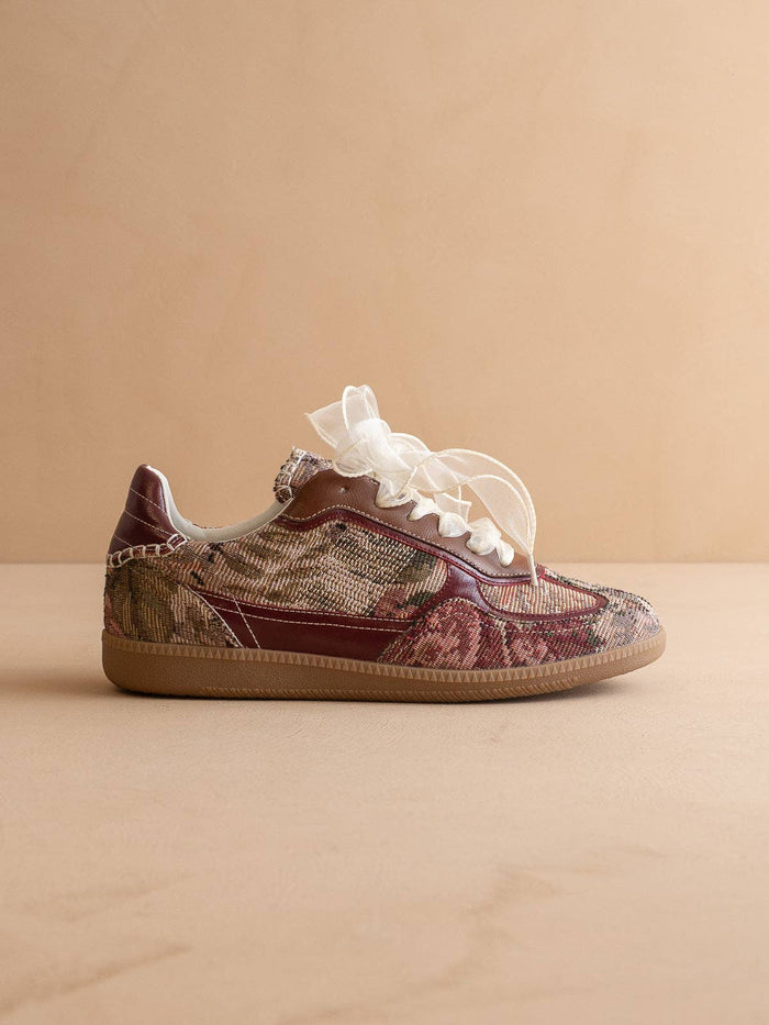 The Dalia | Mauve Tapestry Lace Up Sneaker: MAUVE TAPESTRY