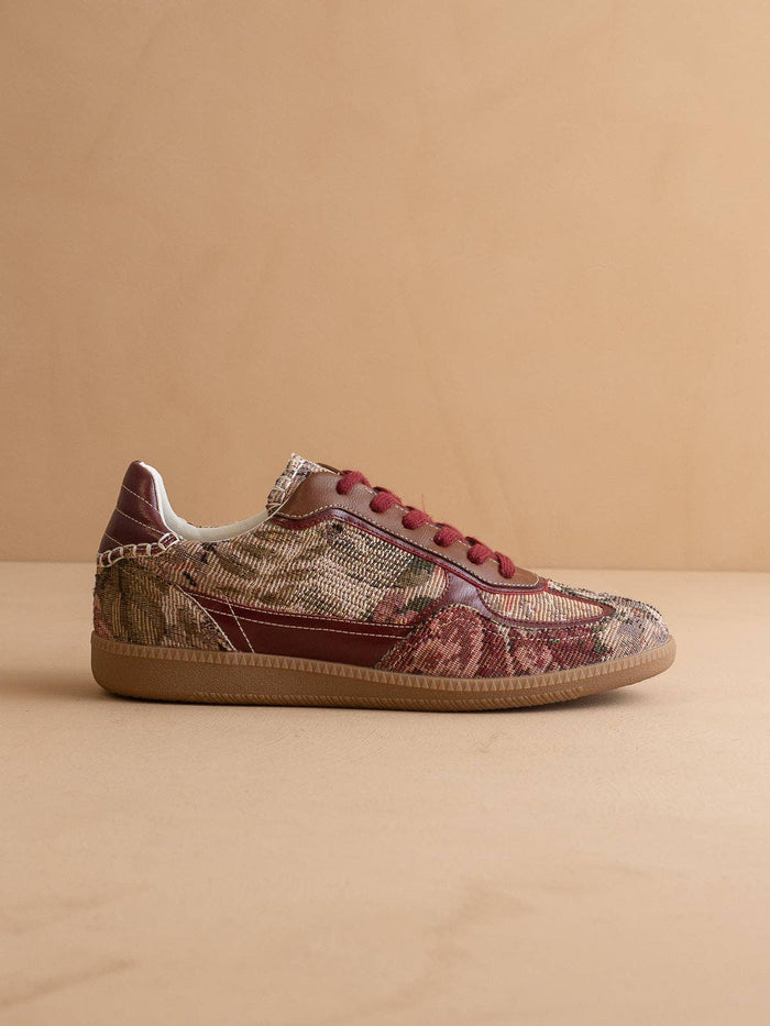 The Dalia | Mauve Tapestry Lace Up Sneaker: MAUVE TAPESTRY