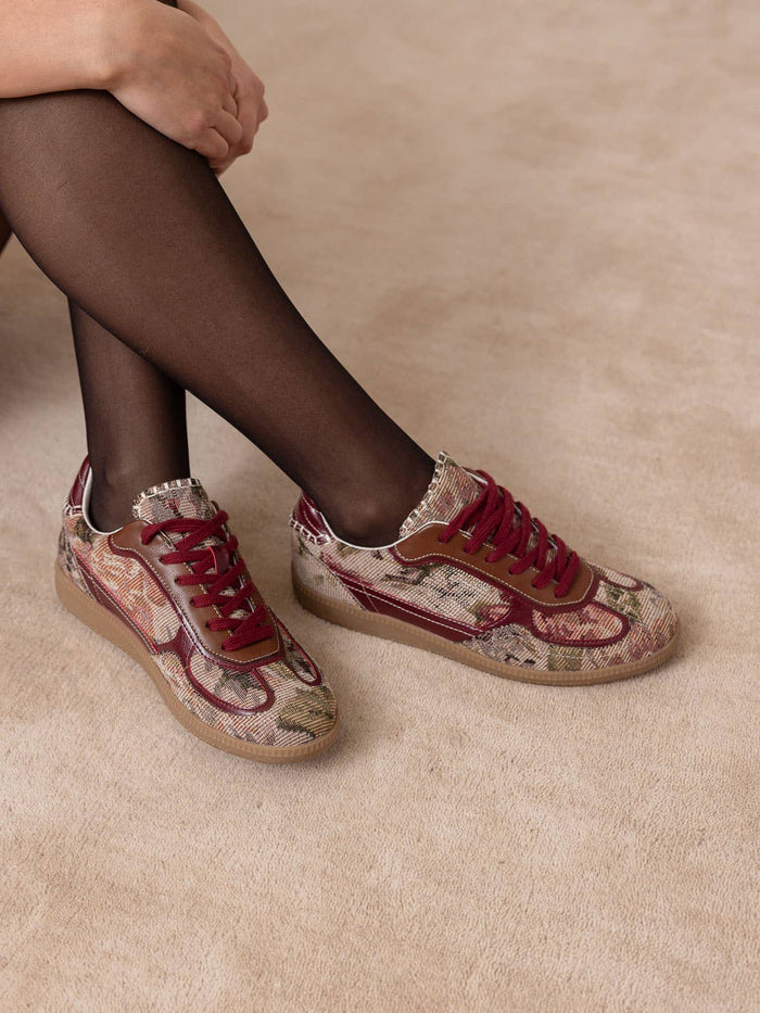 The Dalia | Mauve Tapestry Lace Up Sneaker: MAUVE TAPESTRY