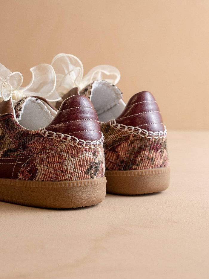 The Dalia | Mauve Tapestry Lace Up Sneaker: MAUVE TAPESTRY