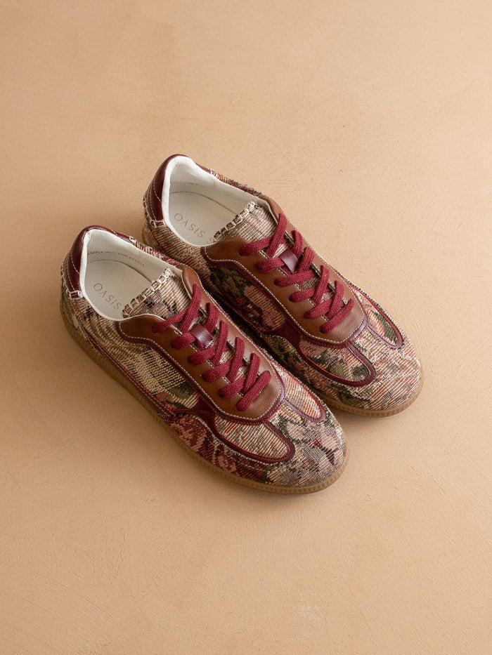 The Dalia | Mauve Tapestry Lace Up Sneaker: MAUVE TAPESTRY