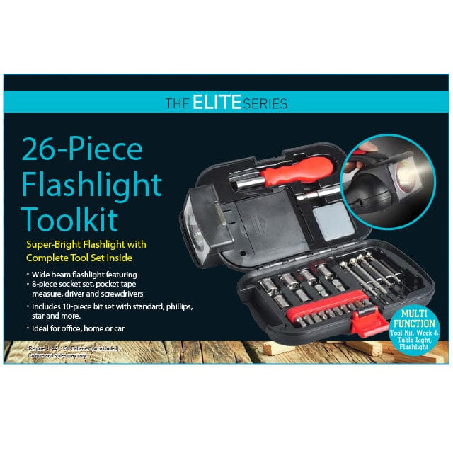 The Elite Series 26 Piece Flashlight Toolkit, Ideal for Home, Office or Car Use. Great for Emergencies  and Small Household Repairs- 10002411 MEGA