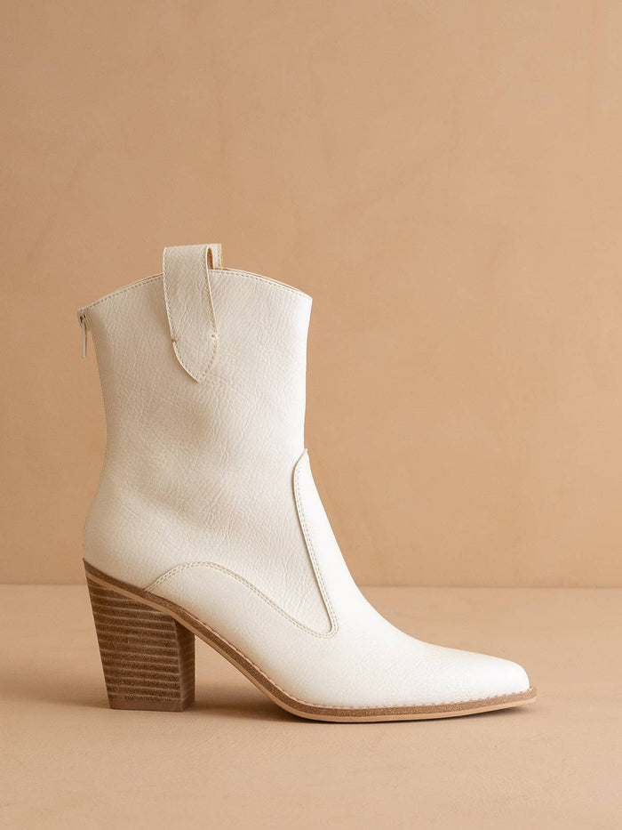 The Tara White | Two Paneled Western Boot: White