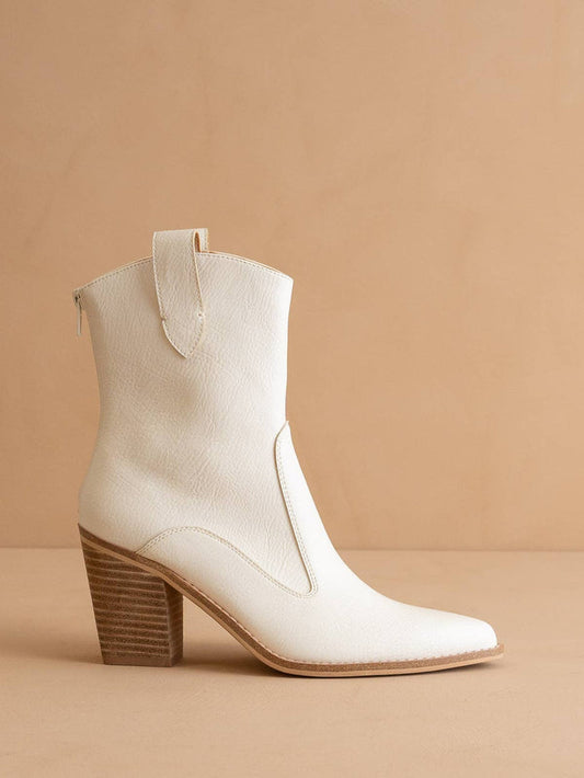 The Tara White | Two Paneled Western Boot: White