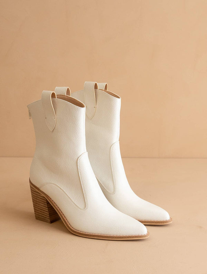 The Tara White | Two Paneled Western Boot: White