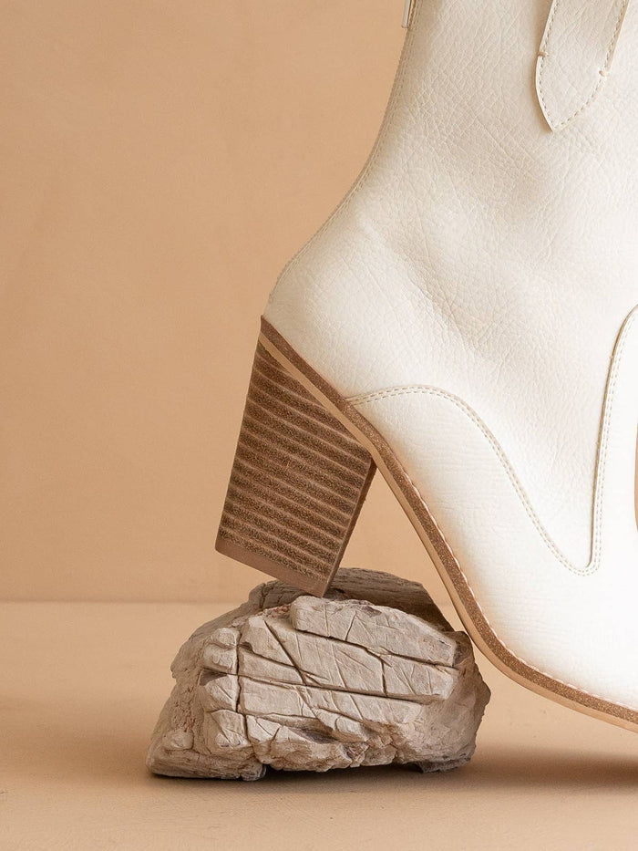 The Tara White | Two Paneled Western Boot: White
