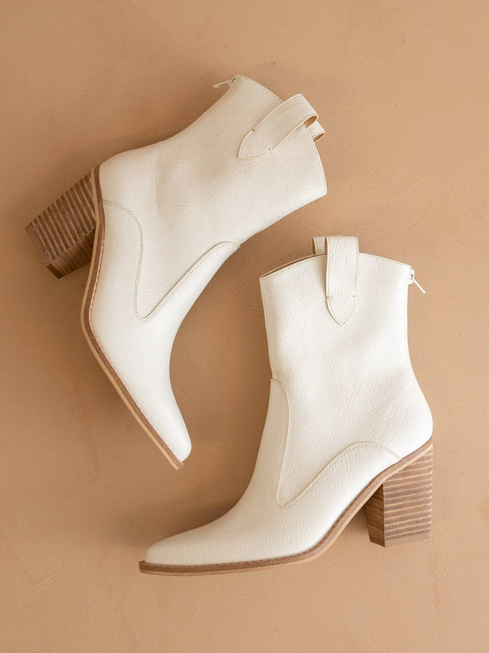 The Tara White | Two Paneled Western Boot: White