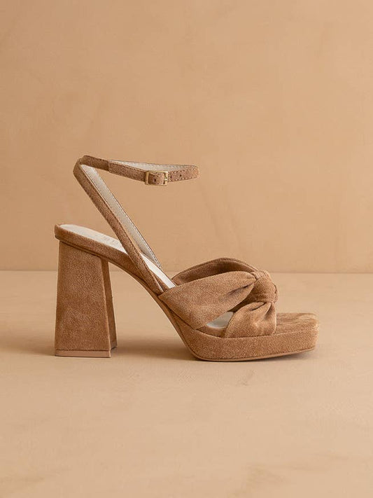 The Zoey Almond | Knotted Band Platform Heel: Almond