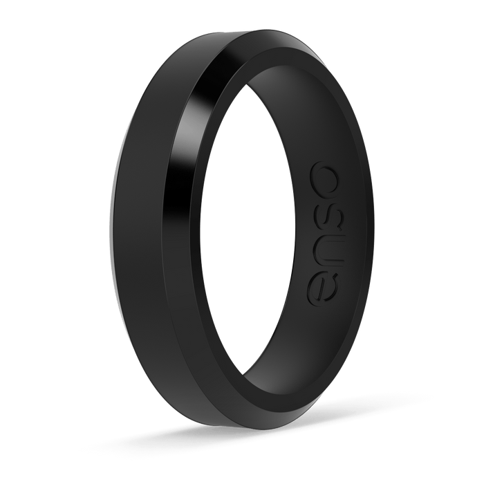 Bevel Thin Silicone Ring - Obsidian