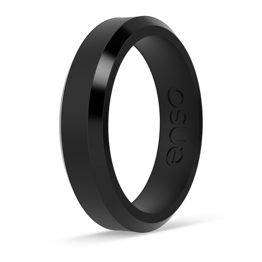 Bevel Thin Silicone Ring - Obsidian
