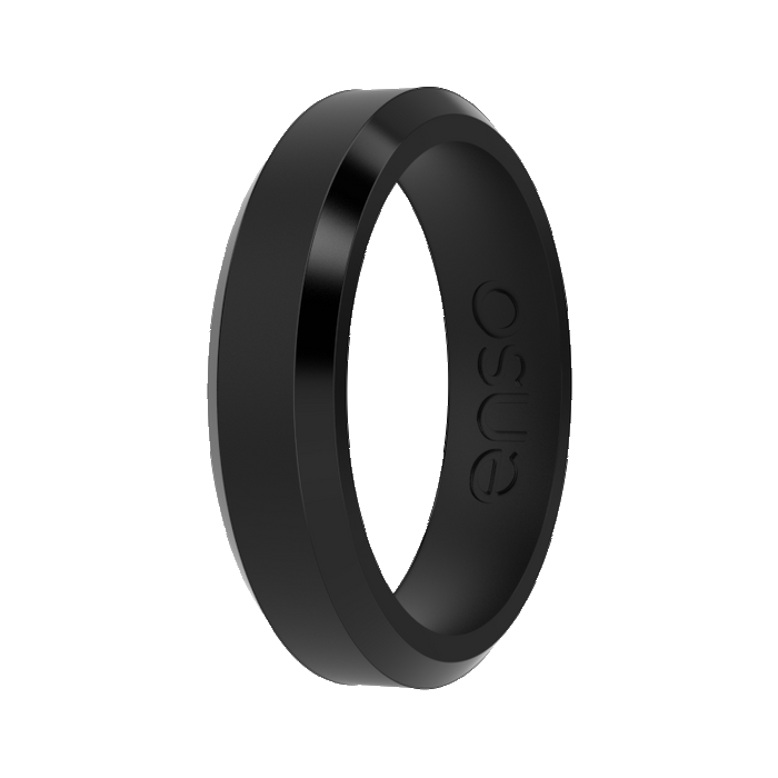 Bevel Thin Silicone Ring - Obsidian