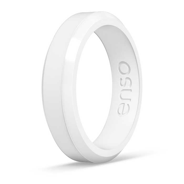 Bevel Thin Silicone Ring - White