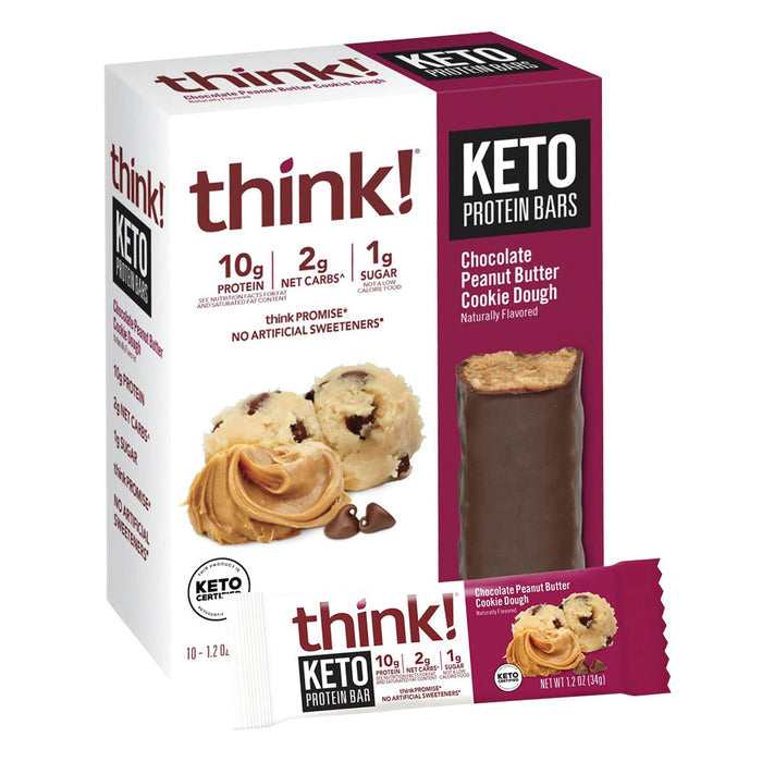 Think! Keto Protein Chocolate Peanut Butter Cookie Dough Bars - 10 Count
