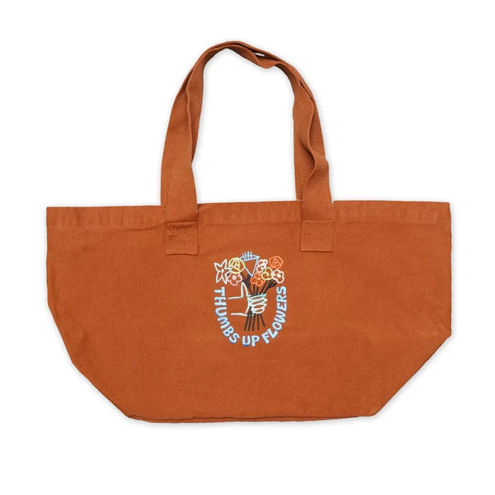 Thumbs UP Flowers Embroidered large tote