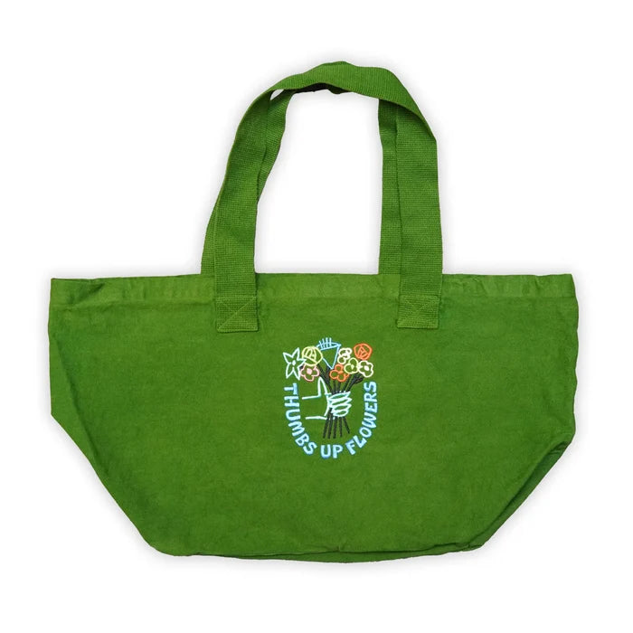 Thumbs UP Flowers Embroidered large tote
