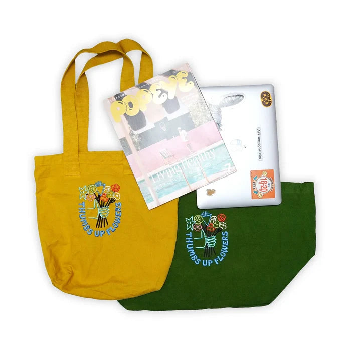 Thumbs UP Flowers Embroidered large tote