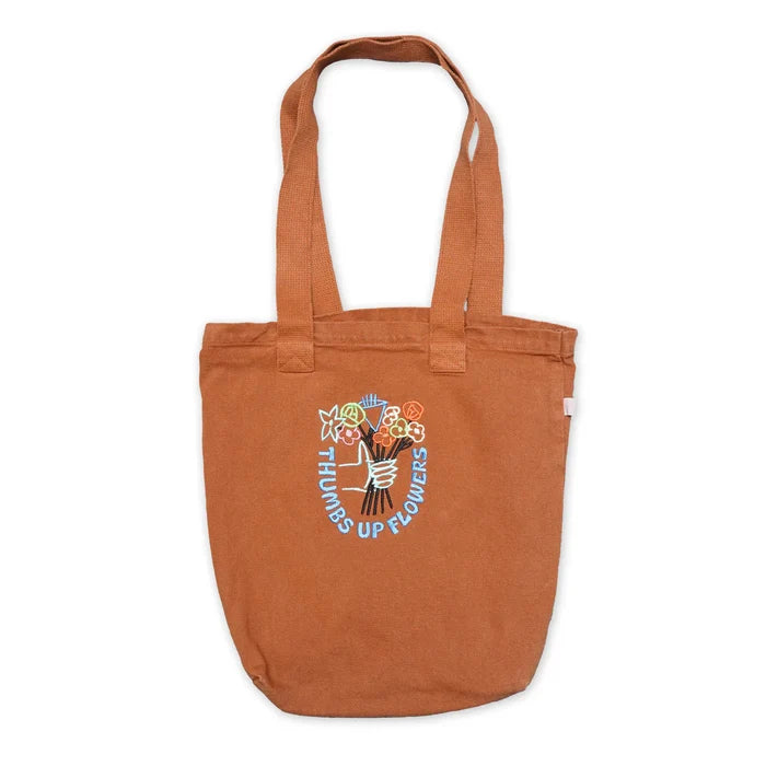 Thumbs UP Flowers Embroidered small tote