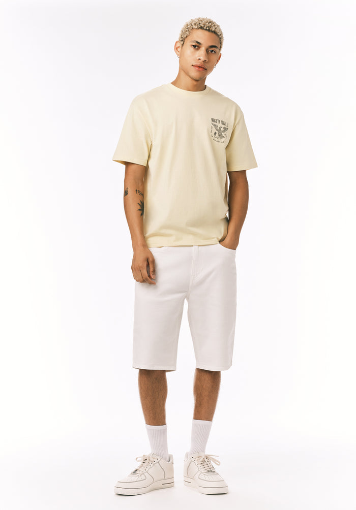 Buffalo Men T-Shirts Yellow Knit Tees Short Sleeve Crew Neckline Graphic Print