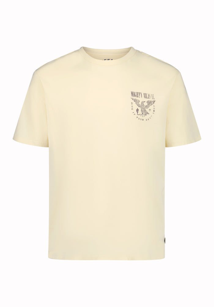 Buffalo Men T-Shirts Yellow Knit Tees Short Sleeve Crew Neckline Graphic Print