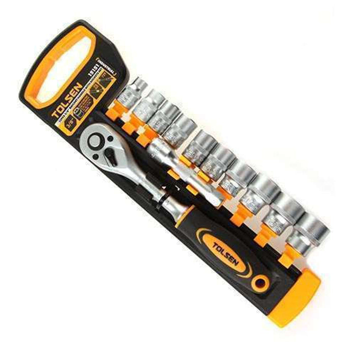 Tolsen Socket Set 12pc 3/8" DR (8-19mm) Industrial