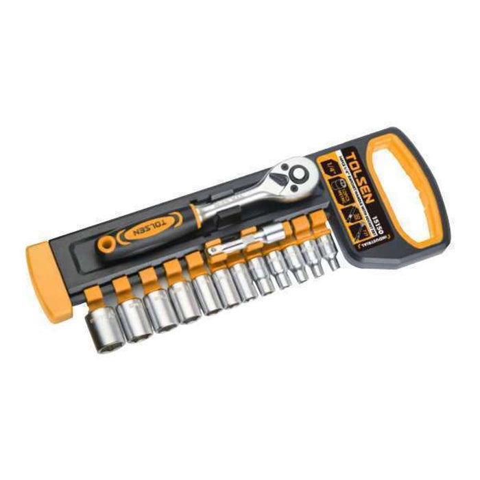 Tolsen Socket Set 14pk 1/4" DR (4.5-14mm) Industrial