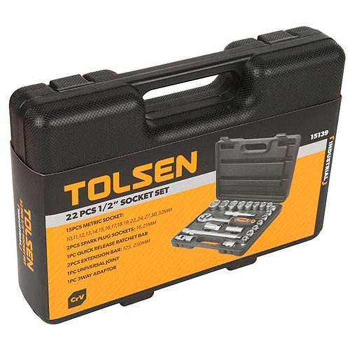 Tolsen Socket Set 22pc 1/2" DR Industrial
