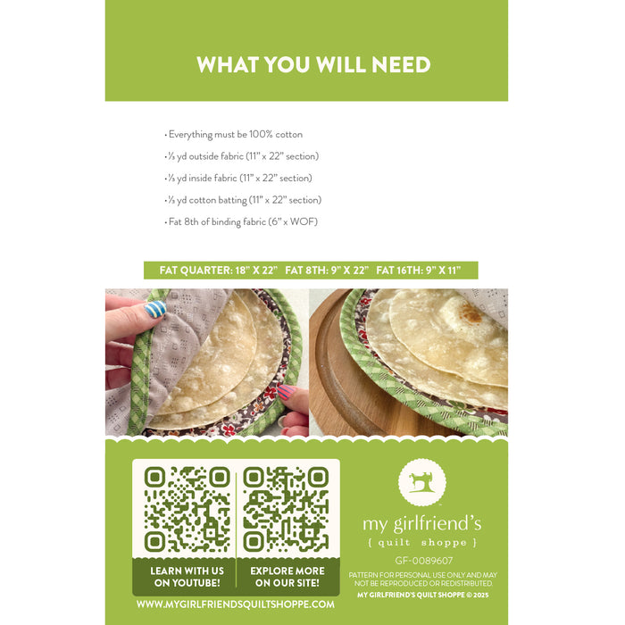 Tortilla Warmer (Downloadable Sewing Pattern)