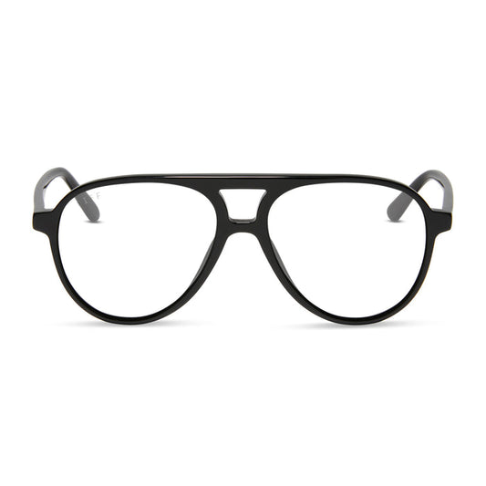 diff eyewear featuring the tosca ii aviator prescription glasses with a black frame front view