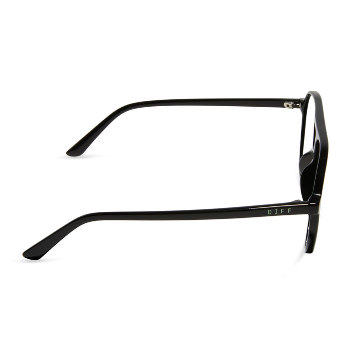 diff eyewear featuring the tosca ii aviator prescription glasses with a black frame side view