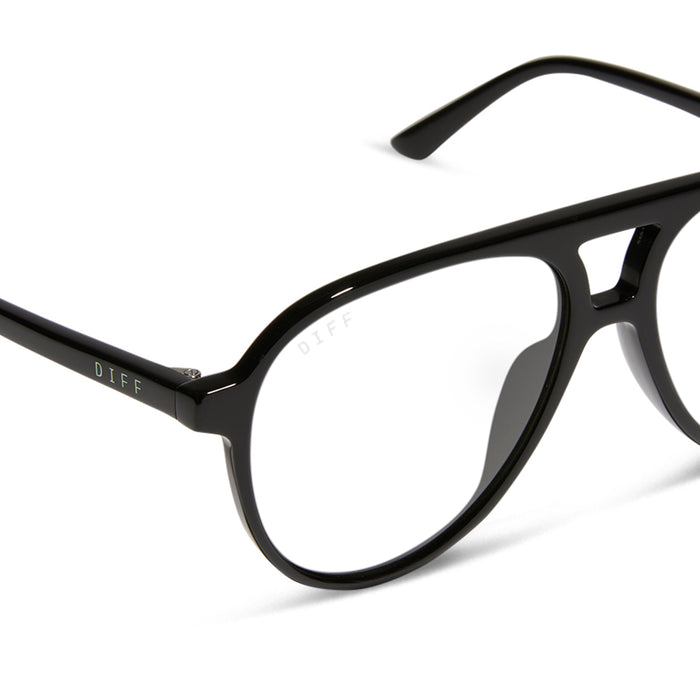 diff eyewear featuring the tosca ii aviator prescription glasses with a black frame detailed view