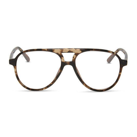 diff eyewear featuring the tosca ii aviator prescription glasses with a espresso tortoise frame front view