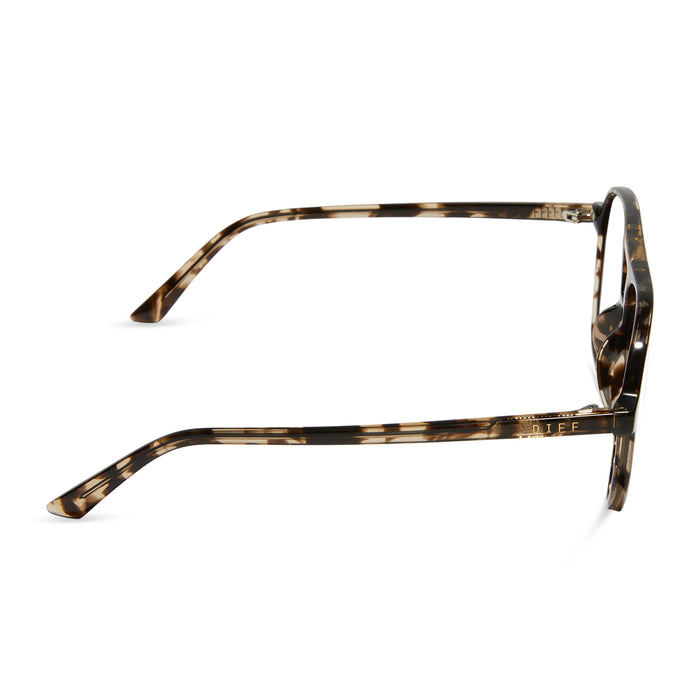 diff eyewear featuring the tosca ii aviator prescription glasses with a espresso tortoise frame side view