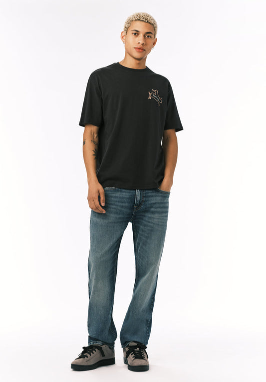 Buffalo Men T-Shirts Black Knit Tees Short Sleeve Crew Neckline Graphic Print