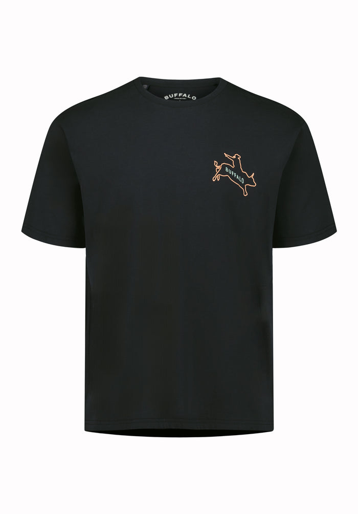 Buffalo Men T-Shirts Black Knit Tees Short Sleeve Crew Neckline Graphic Print