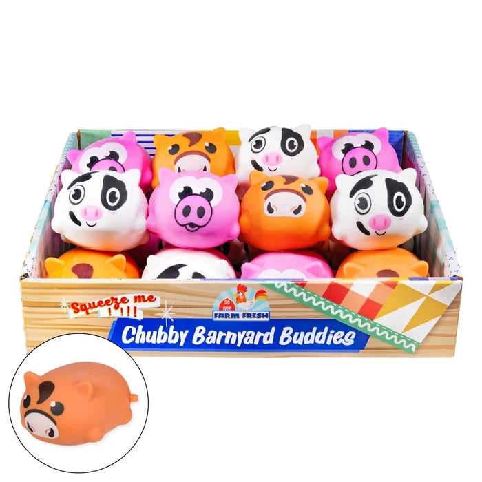 Toysmith Chubby Barnyard Buddies 3 Inch Squishy Sensory Fidget Toy