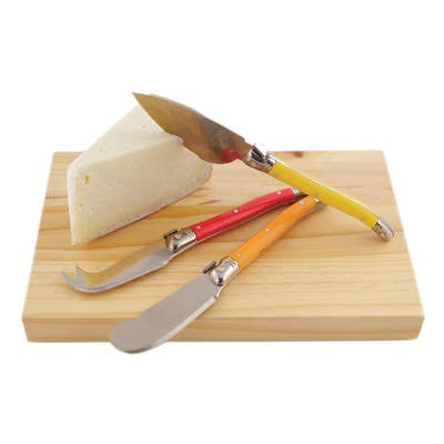 True Sunnyside Enamel Cheese Knives and Board