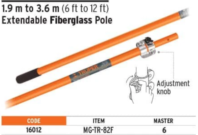 Truper 3.6m Fiberglass Extendable Pole