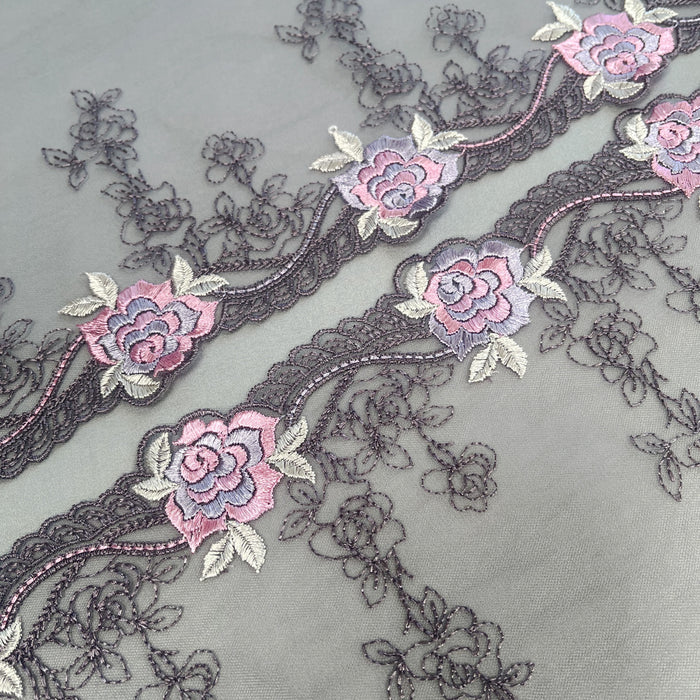 Tulle Lace 137- 7" Silver Rose Lace