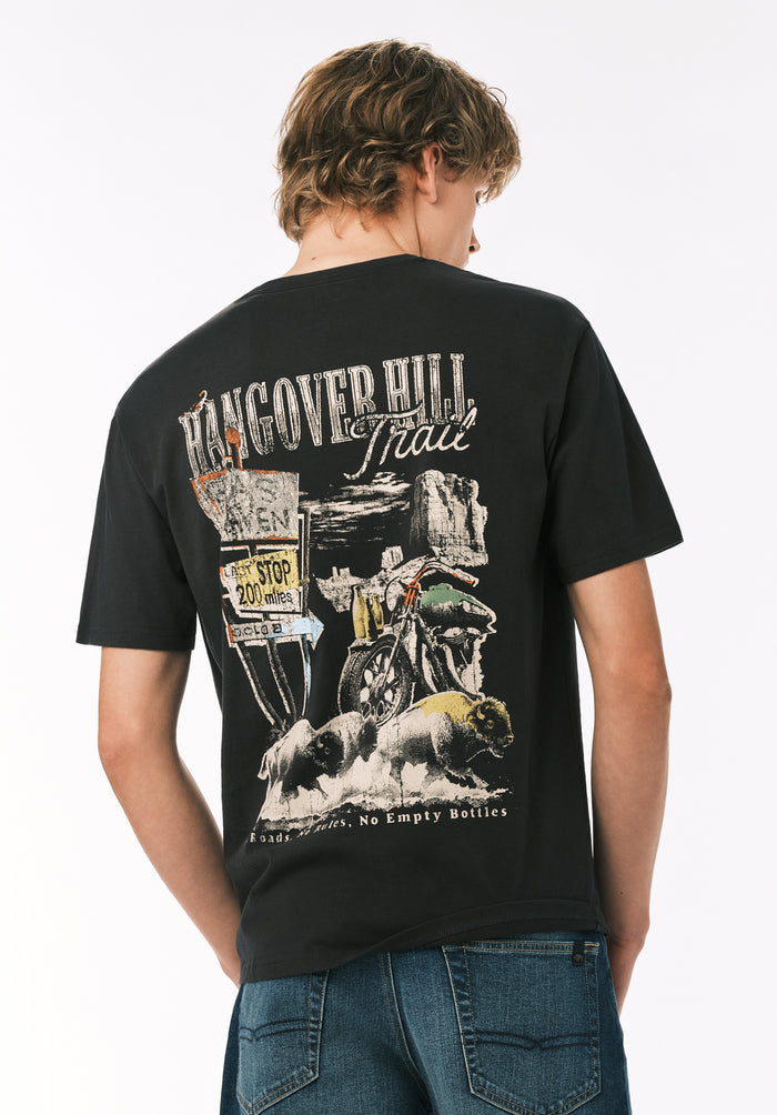 Buffalo Men T-Shirts Black Knit Tees Short Sleeve Crew Neckline Graphic Print