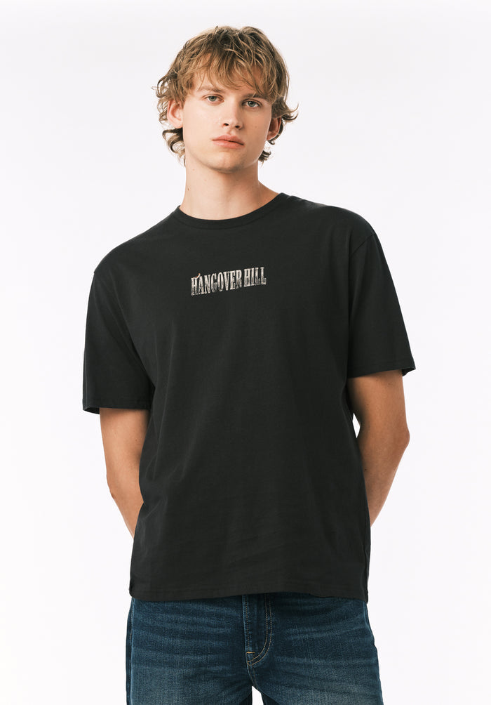 Buffalo Men T-Shirts Black Knit Tees Short Sleeve Crew Neckline Graphic Print